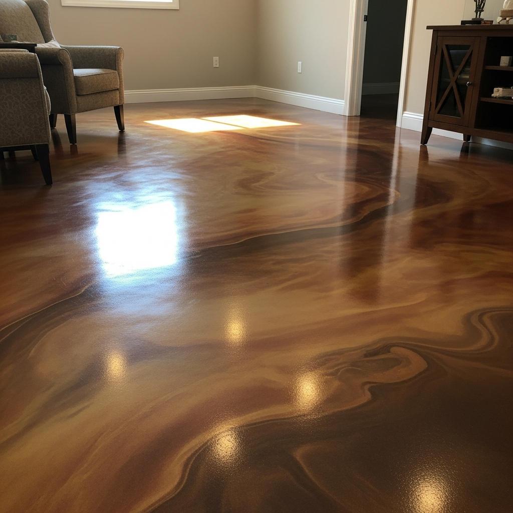 Decorative metallic epoxy floor finished by Flooring & Epoxy Coat Pro in Grand Rapids